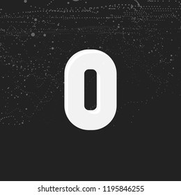 White bold number 0. Round and soft corners letter. Vector illustration. Monogram template.