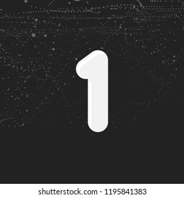 White bold number 1. Round and soft corners letter. Vector illustration. Monogram template.