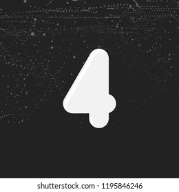 White bold number 4. Round and soft corners letter. Vector illustration. Monogram template.