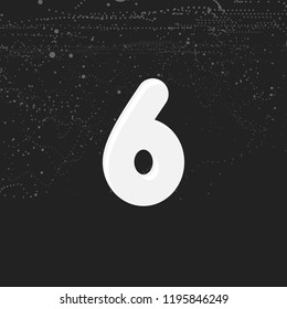 White bold number 6. Round and soft corners letter. Vector illustration. Monogram template.