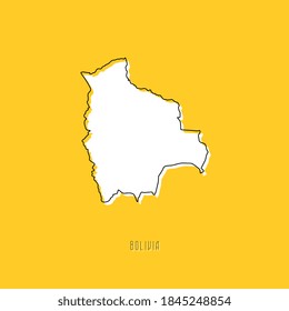 White BOLIVIA country map with black outline on yellow background. Simple geographic territory template concept. Vector ilustration easy to edit and customize. EPS10
