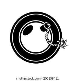 white bomb black and white vector flat design