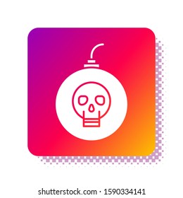 White Bomb ready to explode icon isolated on white background. Happy Halloween party. Square color button. Vector Illustration