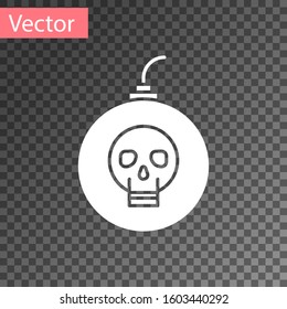White Bomb ready to explode icon isolated on transparent background. Happy Halloween party.  Vector Illustration