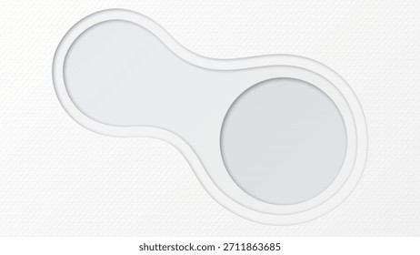 White bond paper with abstract 3d freeform frames overlapping in layers paper cut style graphic illustration have blank space.