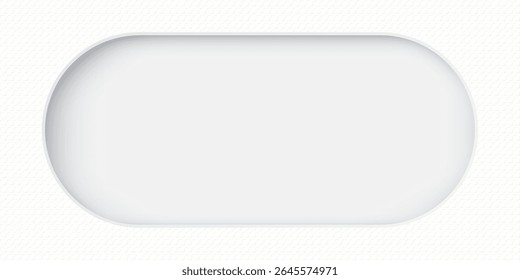 White bond paper rough textured with 3D capsule shape frame paper cut style graphic illustration have blank space. 