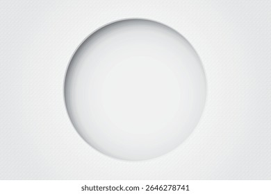 White bond paper rough textured with 3D circle shape frame paper cut style graphic illustration have blank space. 