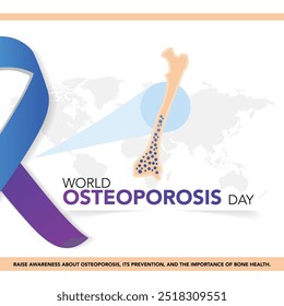 Cinta de forma de hueso blanco para el concepto de conciencia de osteoporosis. Prevención de la pérdida de densidad ósea. Día de solidaridad contra las enfermedades del sistema esquelético. Osteopatía senior. Ilustración vectorial médica.