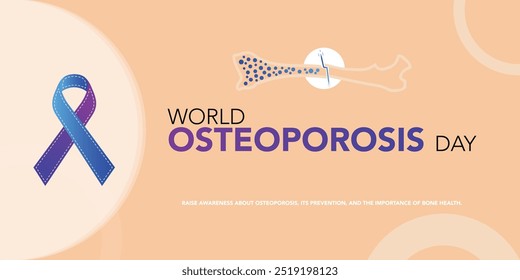 Cinta de forma de hueso blanco para el concepto de conciencia de osteoporosis. Prevención de la pérdida de densidad ósea. Día de solidaridad contra las enfermedades del sistema esquelético. Osteopatía senior. Ilustración vectorial médica.