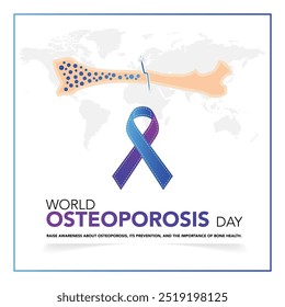 Cinta de forma de hueso blanco para el concepto de conciencia de osteoporosis. Prevención de la pérdida de densidad ósea. Día de solidaridad contra las enfermedades del sistema esquelético. Osteopatía senior. Ilustración vectorial médica.