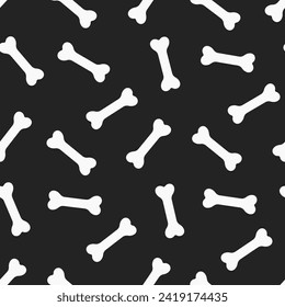 White bones on black background. Vector seamless pattern. Best for textile, print, wrapping paper, package and Halloween's decoration.