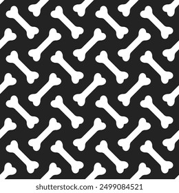 White bones on black background. Vector seamless pattern. Best for textile, print, wrapping paper, package and Halloween's decoration.