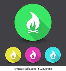 White Bonfire icon in different colors set