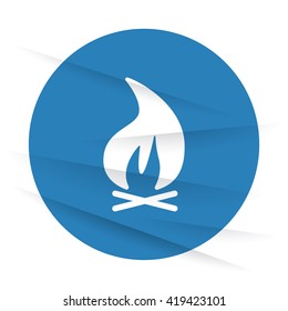 White Bonfire icon label on wrinkled paper