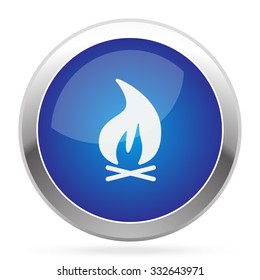 White Bonfire icon on blue web app button