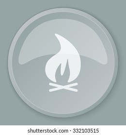 White Bonfire icon on grey web button