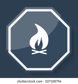 White Bonfire icon on plum blue web app button