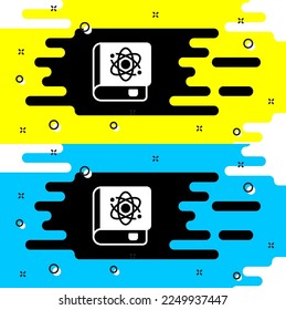 White Book about physics icon isolated on black background.  Vector