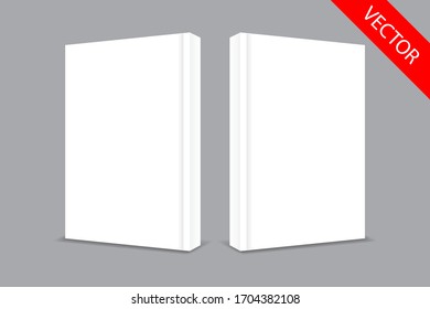 white book cover template, clean mock up,front and back cover 3D. design paste your design.vector eps.10