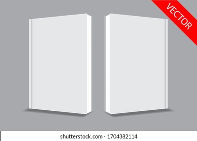 white book cover template, clean mock up,front and back cover 3D. design paste your design.vector eps.10