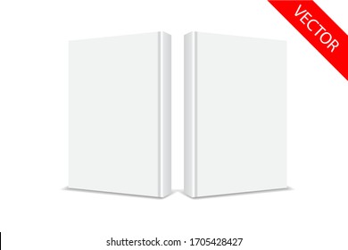 white book cover template, clean mock up,front and back cover 3D. design paste your design.vector eps.10