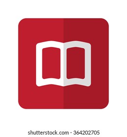 White Book flat icon on red rounded square on white