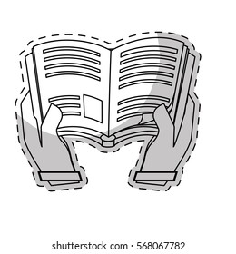 White book in the hands icon image, vector illustration