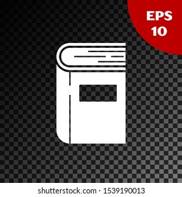 White Book icon isolated on transparent dark background.  Vector Illustration