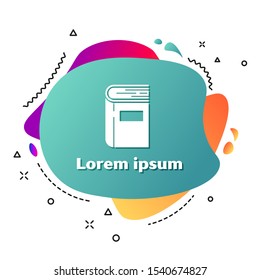 White Book icon isolated on white background. Abstract banner with liquid shapes. Vector Illustration