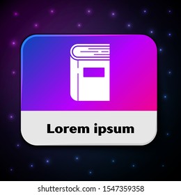 White Book icon isolated on black background. Rectangle color button. Vector Illustration