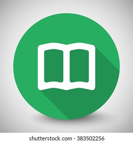 White Book icon with long shadow on green circle
