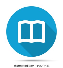 White Book icon on blue button isolated on white