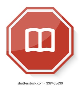 White Book icon on red stop sign web app