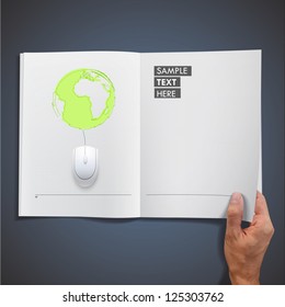  white book with mouse. Vector design.