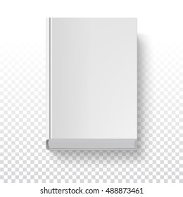 White book template on transparent background with accurate shadow, top view. Grayscale mock-up for your presentation or design, vector eps10 illustration