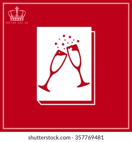 White book - vector icon with glasses of champagne 