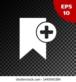 White Bookmark icon isolated on transparent dark background. Add to concept.  Vector Illustration