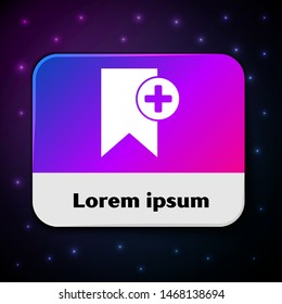 White Bookmark icon isolated on black background. Add to concept. Rectangle color button. Vector Illustration