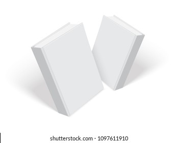 white books with thick cover isolated on white background mock up vector