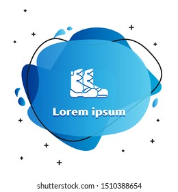 White Boots icon isolated on white background. Abstract banner with liquid shapes. Vector Illustration