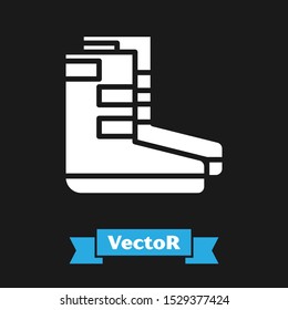 White Boots icon isolated on black background. Diving underwater equipment.  Vector Illustration