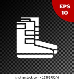 White Boots icon isolated on transparent dark background. Diving underwater equipment.  Vector Illustration