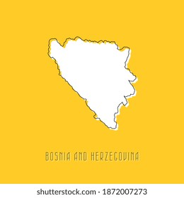 White BOSNIA AND HERZEGOVINA country map with black outline on yellow background. Simple geographic territory template concept. Vector illustration easy to edit and customize. EPS10