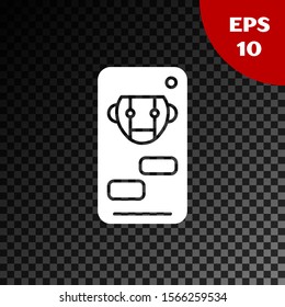 White Bot icon isolated on transparent dark background. Robot icon.  Vector Illustration