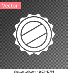 White Bottle cap icon isolated on transparent background.  Vector Illustration