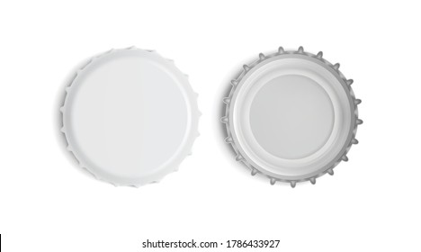 white bottle cap top and bottom view isolated on white background