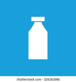 White bottle icon, simple image isolated on blue background