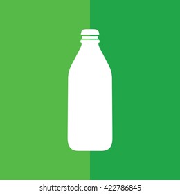 White bottle icon vector illustration. Green background