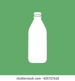 White bottle icon vector illustration. Green background