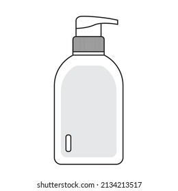 White bottle with label vector for Cosmetic, beauty, spa, cream, lotion, shampoo. product packaging. Mockup cosmetic package. Shampoo bottle icon vector, bottle outline, Flat con. web icon.